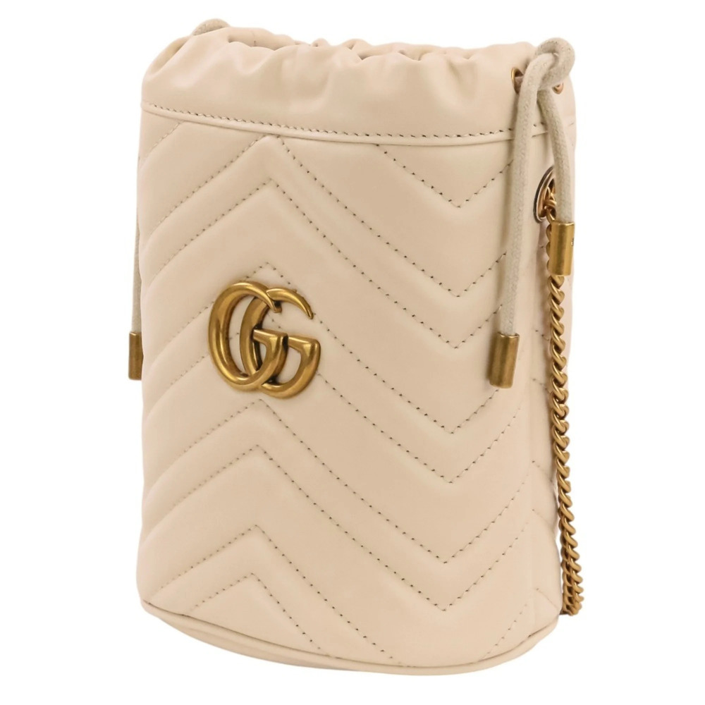 GUCCI Authentic White Leather GG Marmont Shoulder Bag - Picture 8 of 13